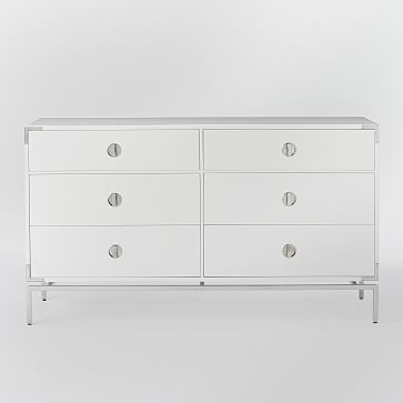 Malone Campaign Storage 6-Drawer Dresser, White Lacquer - Image 2
