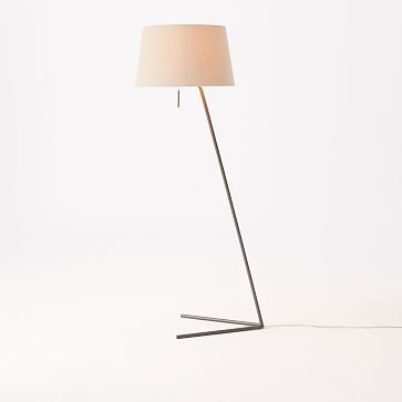 Petite Shade Floor Lamp, Bronze/Natural Linen - Image 2