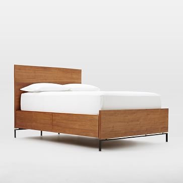 Nash Metal + Wood Storage Bed Frame - King, Teak - Image 1