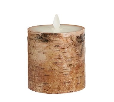 Premium Flickering Flameless Pillar Candle, Birch, 3"x3" - Image 0