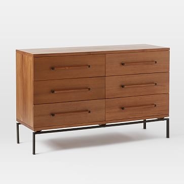 Nash Metal + Wood - 6-Drawer Dresser, Teak - Image 1