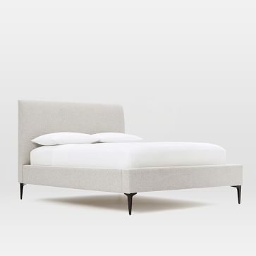 Andes Deco Upholstered Bed- Full, Twill, Stone - Image 1