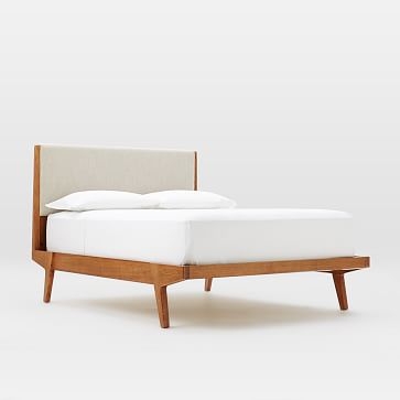 Modern Bed - Queen, Natural Linen Weave - Image 1