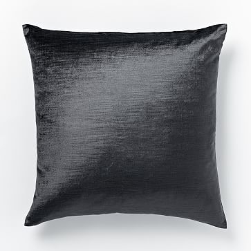 Cotton Luster Velvet Pillow Cover, 20"x20", Slate - Image 1