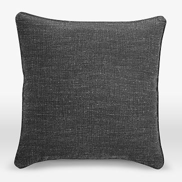 Upholstery Fabric Pillow Cover, 18"x18" Welt Seam Square, Heathered Tweed, Charcoal - Image 1