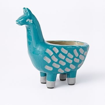 Ceramic Llama Planter, Teal - Image 1