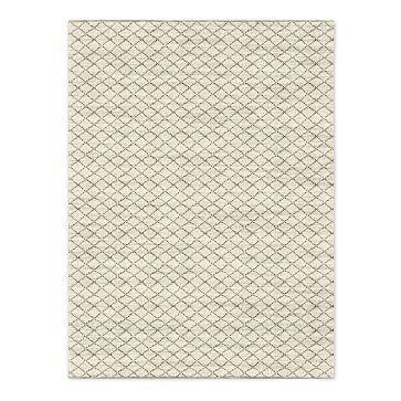 Watercolor Trellis Wool Shag Rug, Ivory, 9'x12' - Image 0