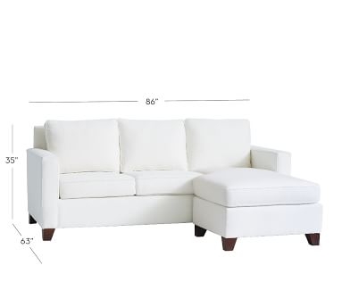 Cameron Square Arm Upholstered Sofa with Reversible Chaise Sectional, Polyester Wrapped Cushions, Twill Cream - Image 1