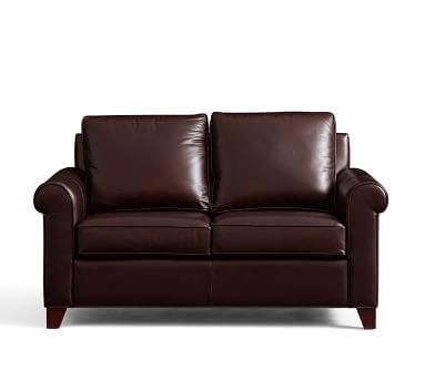 Cameron Roll Arm Leather Sofa 90.5", Polyester Wrapped Cushions, Leather Burnished Wolf Gray - Image 1