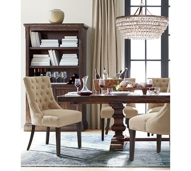 Hayes Upholstered Tufted Dining Side Chair, Espresso Frame, Basketweave Slub Ash - Image 2