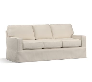 Buchanan Square Arm Slipcovered Sofa 83.5", Polyester Wrapped Cushions, Twill Cream - Image 1