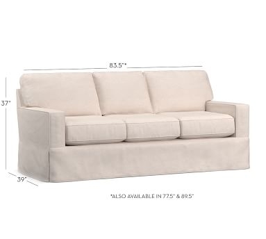 Buchanan Square Arm Slipcovered Sofa 83.5", Polyester Wrapped Cushions, Twill Cream - Image 2