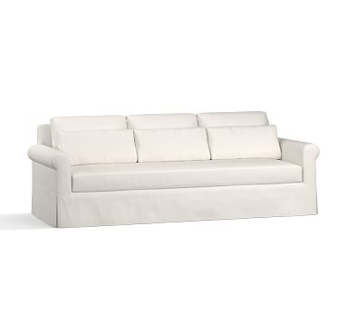 York Roll Arm Slipcovered Deep Seat Sofa 83" 3x1, Down Blend Wrapped Cushions, Performance Everydaylinen(TM) Ivory - Image 1
