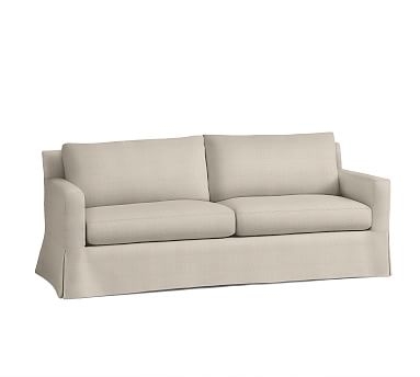 York Square Arm Slipcovered Grand Sofa 95" 2x2, Down Blend Wrapped Cushions, Performance Everydaylinen(TM) Oatmeal - Image 1