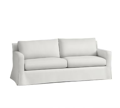 York Square Arm Slipcovered Sofa 81" 2x2, Down Blend Wrapped Cushions, Performance Everydaylinen(TM) Ivory - Image 1