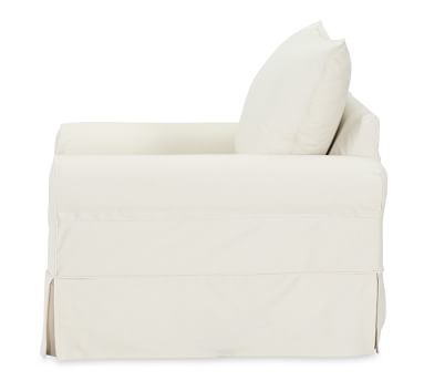 PB Comfort Roll Arm Slipcovered Armchair 39", Box Edge Memory Foam Cushions, Basketweave Slub Ivory - Image 2