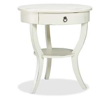 Carrie Pedestal Bedside Table, Almond White - Image 1