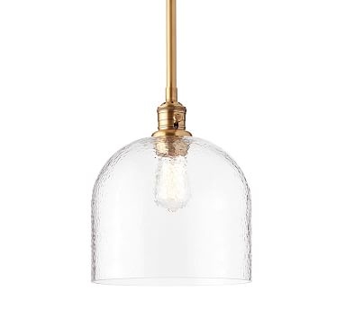 Textured Glass Pole Pendant with Brass Hardware, Large - Image 1