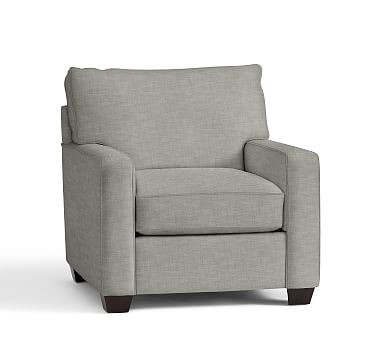 Buchanan Square Arm Upholstered Armchair, Polyester Wrapped Cushions, Premium Performance Basketweave Light Gray - Image 1