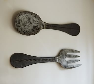 Metal Spoon &amp; Fork Wall Art, 8 x 36" - Image 1