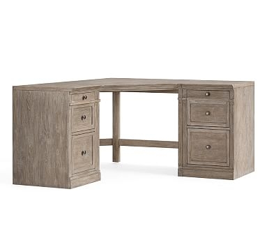 Livingston Corner Desk with Drawers, Gray Wash, 57.5" Wide - Image 1
