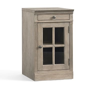 Livingston 17.5" Glass Door Cabinet with Top, Gray Wash - Image 1