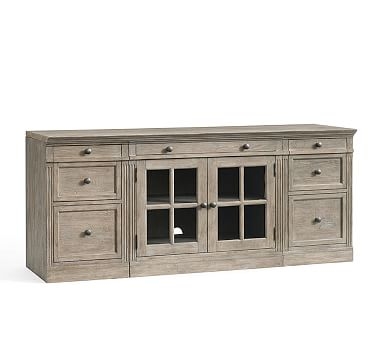 Livingston 70" Media Console with Mixed Cabinets, Gray Wash - Image 1
