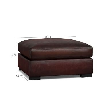Turner Leather Sectional Ottoman, Polyester Wrapped Cushions, Signature Maple - Image 2