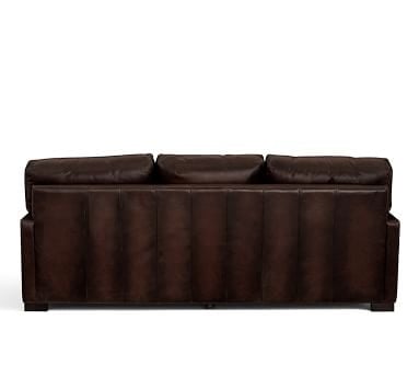 Turner Square Arm Leather Right Arm Loveseat with Chaise Sectional, Down Blend Wrapped Cushions, Vintage Cocoa - Image 1