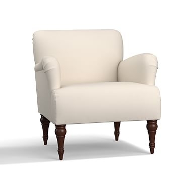Hadley Upholstered Armchair, Polyester Wrapped Cushions, Twill Cream - Image 1
