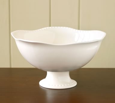 Emma Beaded Stoneware Footed Serving Bowl - White - Image 2