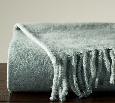 Solid Faux Mohair Oversized Throw, 55x80", Blue Smoke - Image 0