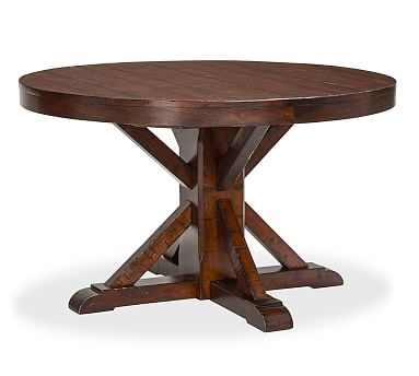 Benchwright Fixed Round Pedestal, Rustic Mahogany stain - Image 1