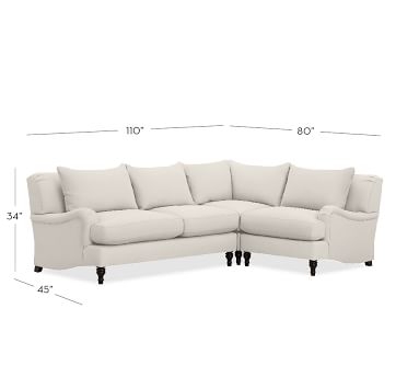 Carlisle English Arm Upholstered Right Arm 3-Piece Corner Sectional, Polyester Wrapped Cushions, Basketweave Slub Oatmeal - Image 2