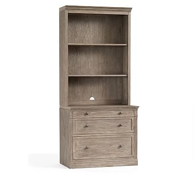 Livingston Bookcase with 2-Drawer Lateral File Cabinet, Gray Wash, 35"L x 81"H - Image 1
