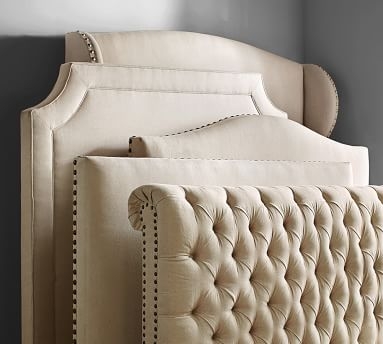 Ardley Upholstered Headboard, King, Organic Cotton Basketweave Light Gray - Image 2