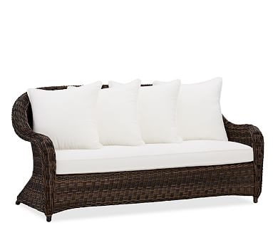 Torrey All-Weather Wicker Roll Arm 77" Sofa with Cushion, Espresso - Image 1