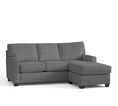 Buchanan Square Arm Upholstered Sofa with Reversible Chaise Sectional, Polyester Wrapped Cushions, Basketweave Slub Charcoal - Image 1