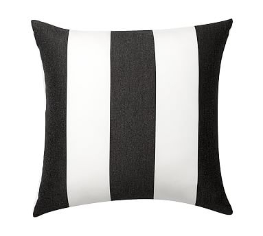 Sunbrella(R), Awning Striped Outdoor Pillow, 24", Black - Image 1