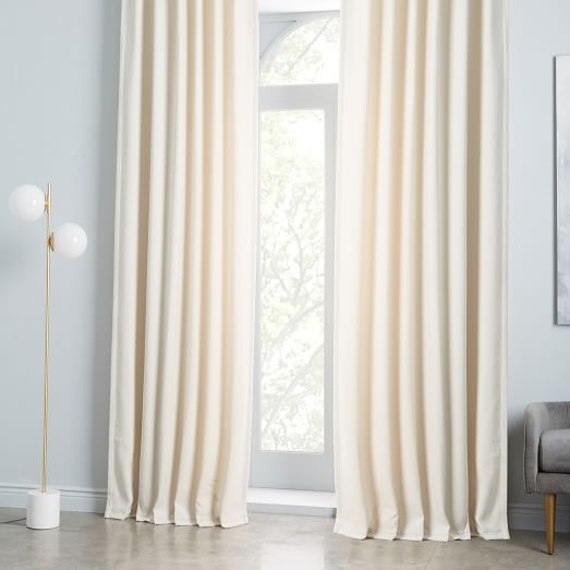 Worn Velvet Curtain, ivory , unlined - Image 0
