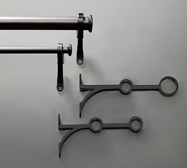 PB Standard Double Drape Rod &amp; Wall Bracket, 1.25" diam., Small, Antique Bronze Finish - Image 1