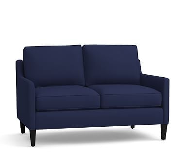 Beverly Upholstered Loveseat 56", Polyester Wrapped Cushions, Performance Twill Cadet Navy - Image 1