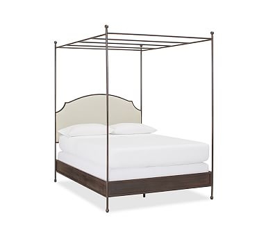 Aberdeen Metal & Upolstered Headboard Canopy Bed, King, Bronze finish - Image 1