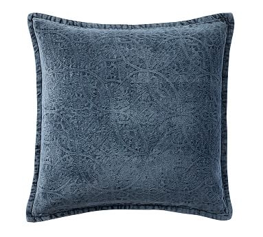 Chenille Jacquard Pillow Cover, 20", Sailor Blue - Image 1