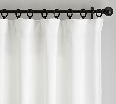 Belgian Flax Linen Curtain, Cotton Lining, 50 x 84", White - Image 1