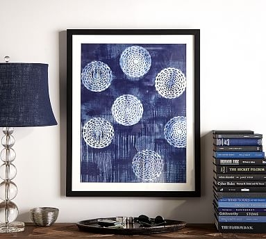 Abstract Indigo Circles Framed Print, 24 x 30" - Image 1
