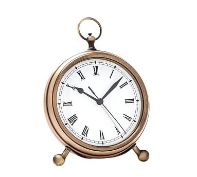Pocket Watch Clock, Medium, Brass - Image 1