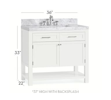 Piedmont Single Sink Console, White with Carerra Marble - Image 0