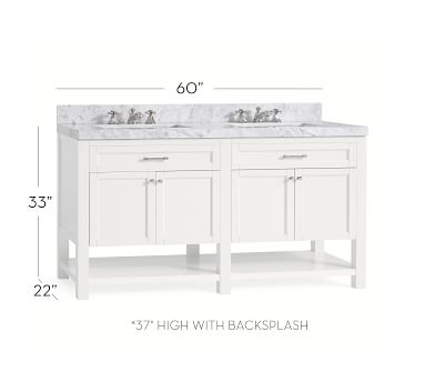 Piedmont Double Sink Vanity, White with Carerra Marble - Image 1