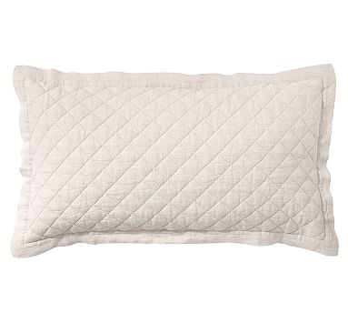 Belgian Flax Linen Diamond Quilted Sham, King, Natural - Image 1